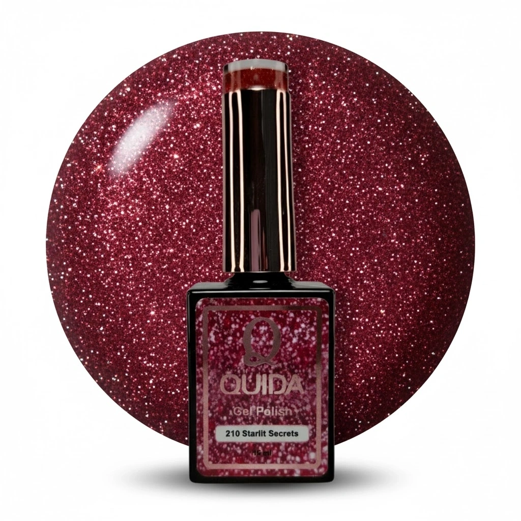 Quida Glitter Gel Starlit Secrets #210 – Burgundy Glitter Gel