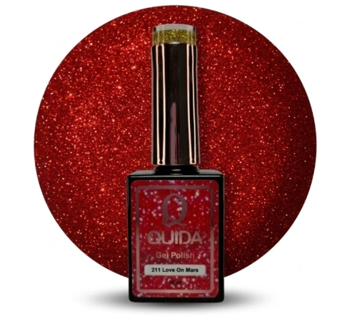 Quida Glitter Gel Love On Mars #211 – Fiery Red Glitter Gel